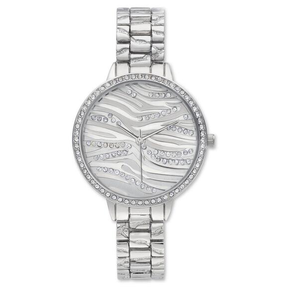 Silver Tone Crystal Bracelet Watch Zebra Print Stunning Chic Trendy Fashion NWT main image 5